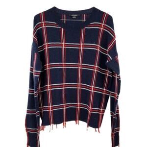 ACROBAT Navy and Red Plaid Sweater Womens Size Medium M